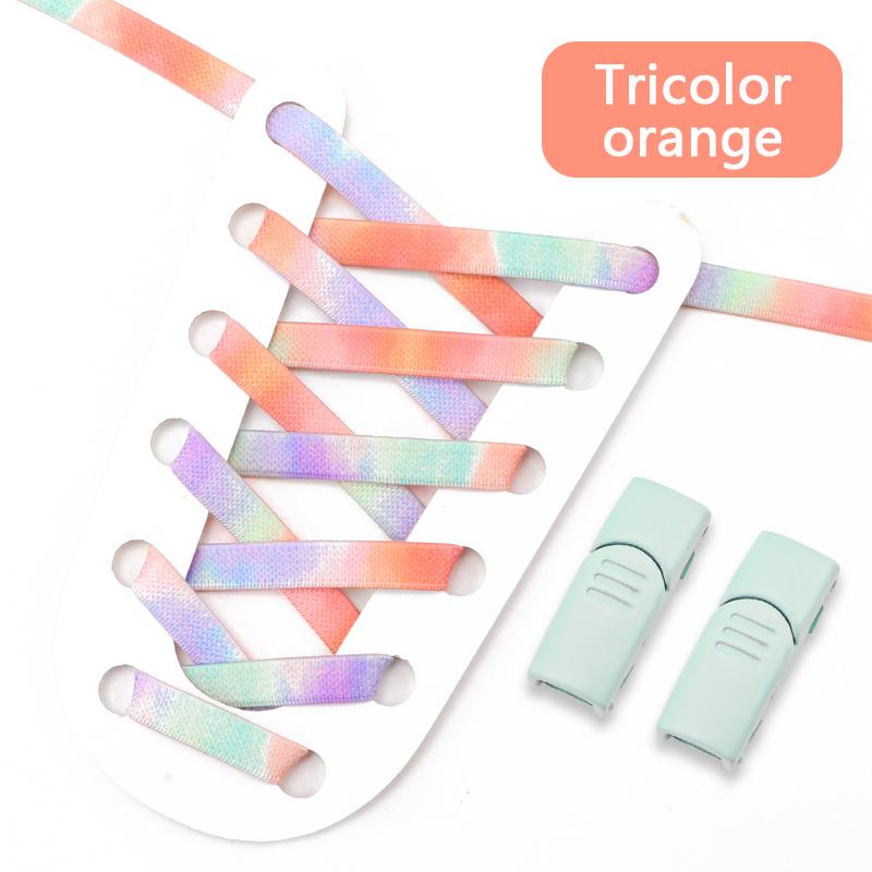 1Pari Magnetic Lock No Tie Shoe Laces Rainbow Elastic Laces Sneakers Adults Kids 8MM Wide Flat Shoelaces Rubber Bands for Shoes