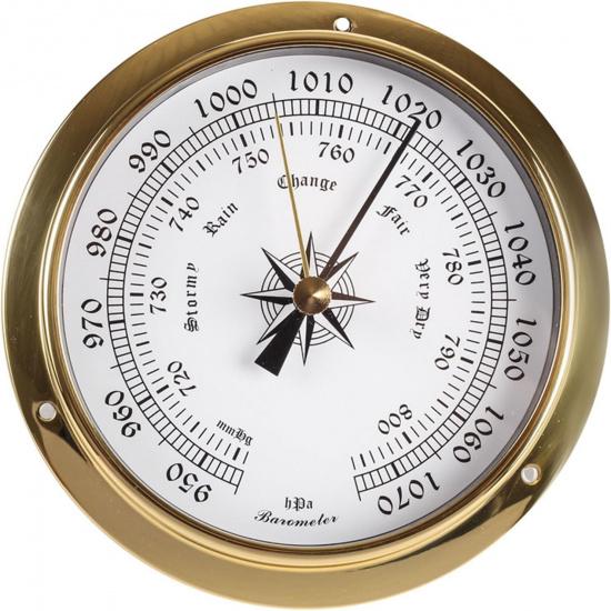 Hanging Weather Station, High Precision Thermometer Hygrometer Barometer Kit, Tide Clock Wall Clock Brass Case 4.5In Boat Accessory, for Boat Yacht,