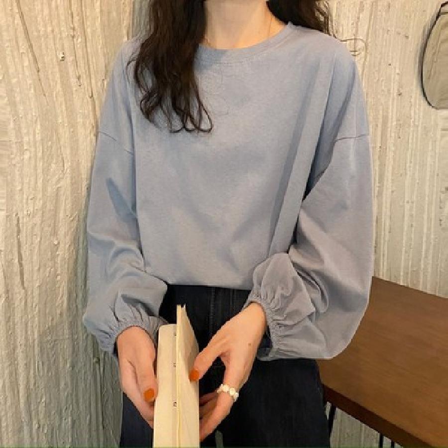 New Autumn Korean Style Loose Fit Long Sleeve T-Shirt for Women, Solid Color Base Top