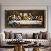 1 Vintage The Last Supper Oil Painting Canvas Print, Frameless Wall Art Poster for Living Room, Bedroom, Office, Bathroom Decor,