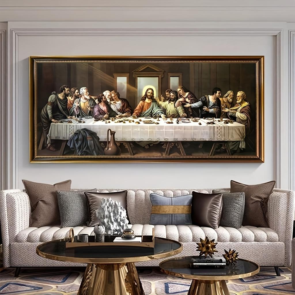 1 Vintage The Last Supper Oil Painting Canvas Print, Frameless Wall Art Poster for Living Room, Bedroom, Office, Bathroom Decor,