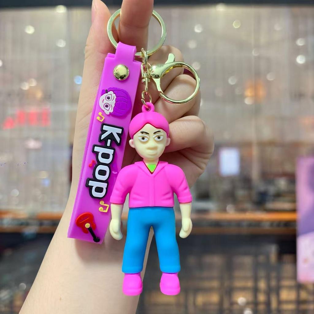 Demon Hunter Girl Troupe Boy Troupe Doll Keychain PVC Soft Rubber Keychain Pendant Cartoon Animation Peripheral Gifts