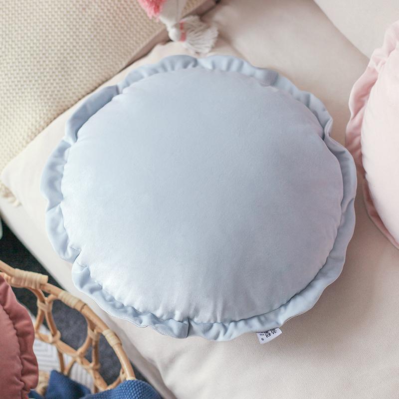 Ins Nordic Simple Round Cushion Cute Sofa Pillow Super Soft Waist Pillow Bay Window Girl Room Decor Pouf  Lace Pleated Futon