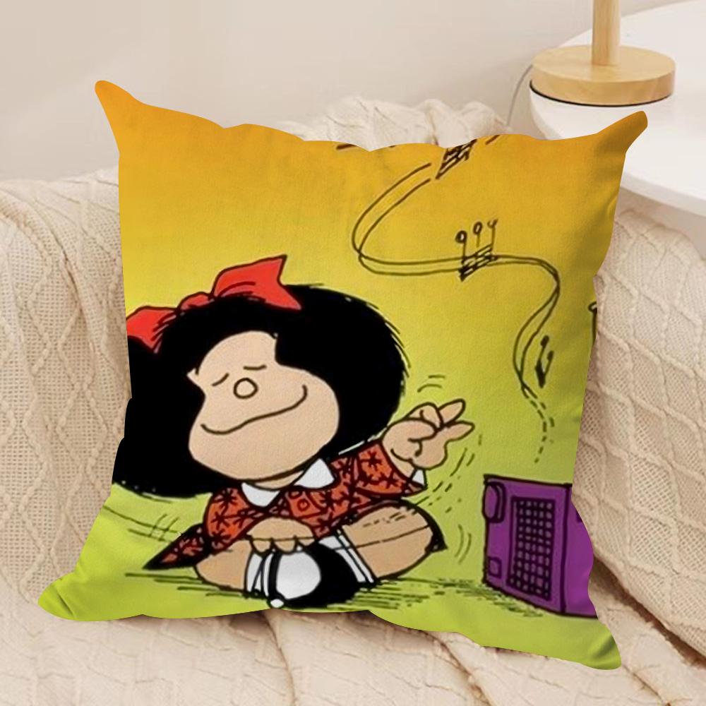 Cartoon MMafalda Cushion Cover Soft Plush DoubleSided Printed Sofa Pillow Cushion Cover Cozy AllSeason Durable Decor Gift