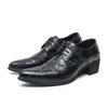 Men's Large Size Pointed Toe Retro Leather High Heel Cuban Shoes for Banquets