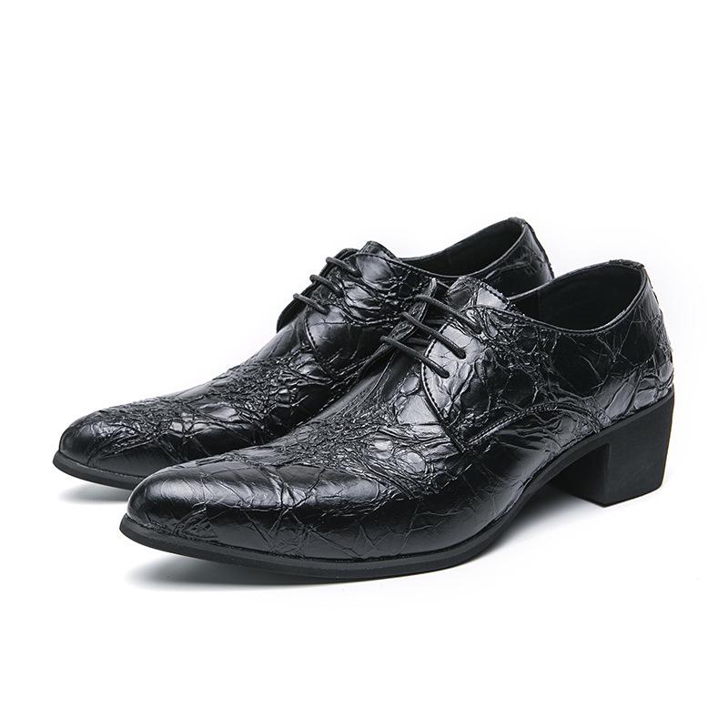 Men s Large Size Pointed Toe Retro Leather High Heel Cuban Shoes 41 чёрный