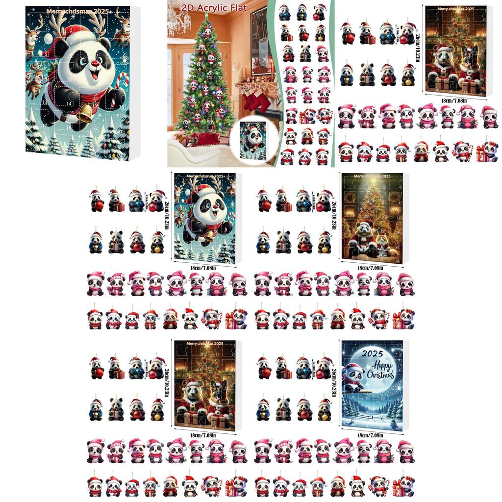 Christmas Panda Countdown Calendar With Acrylic Components And Festive Collectible Items