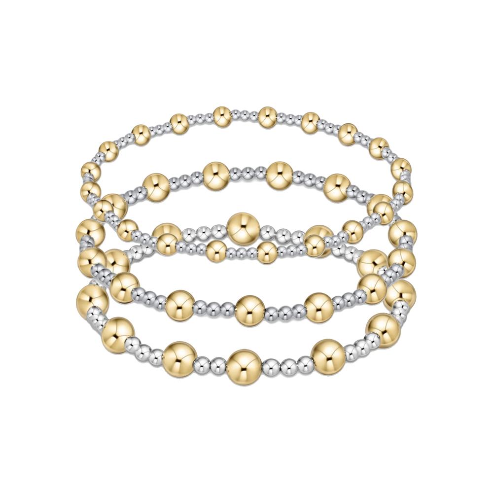 Vlen Women's Adjustable Stackable Beaded Bracelet Gold & Silver Mixed Boho Minimalist Jewelry Gift
