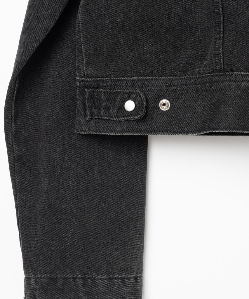 Millo Women Washed Denim Racing Jacket [Stone Black]
