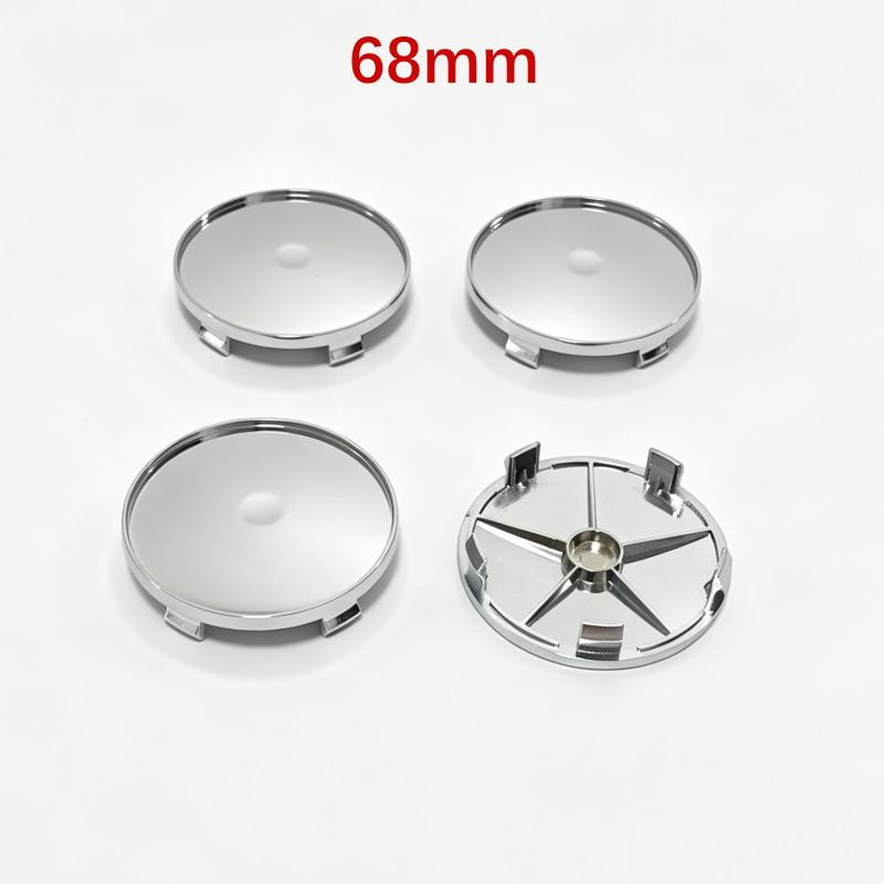 4 pezzi 68mm 65mm 60nmm 56mm 50mm 49mm 48mm Nero Cromo Argento Base Vuota Coprimozzo per Modifica Auto Universale Senza Logo Coprimozzo