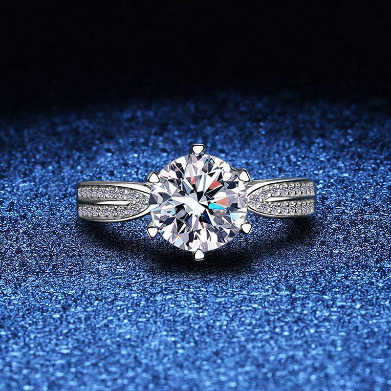 

Starlight Queen Women s Ring: Moissanite 1-2 Carat, D Color, Rhodium-Plated S925 Sterling Silver Size 12