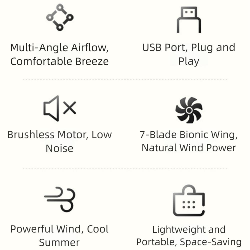 2Pcs Plug and Play Mini USB Fan Hose Adjustable Angle Brushless Mute Fan  Outdoor Activities