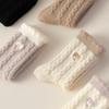 Thick and Warm Mid-calf Plush Socks for Autumn and Winter. Fluffy and Cute Embroidered Heart-shaped Winter Women's Socks