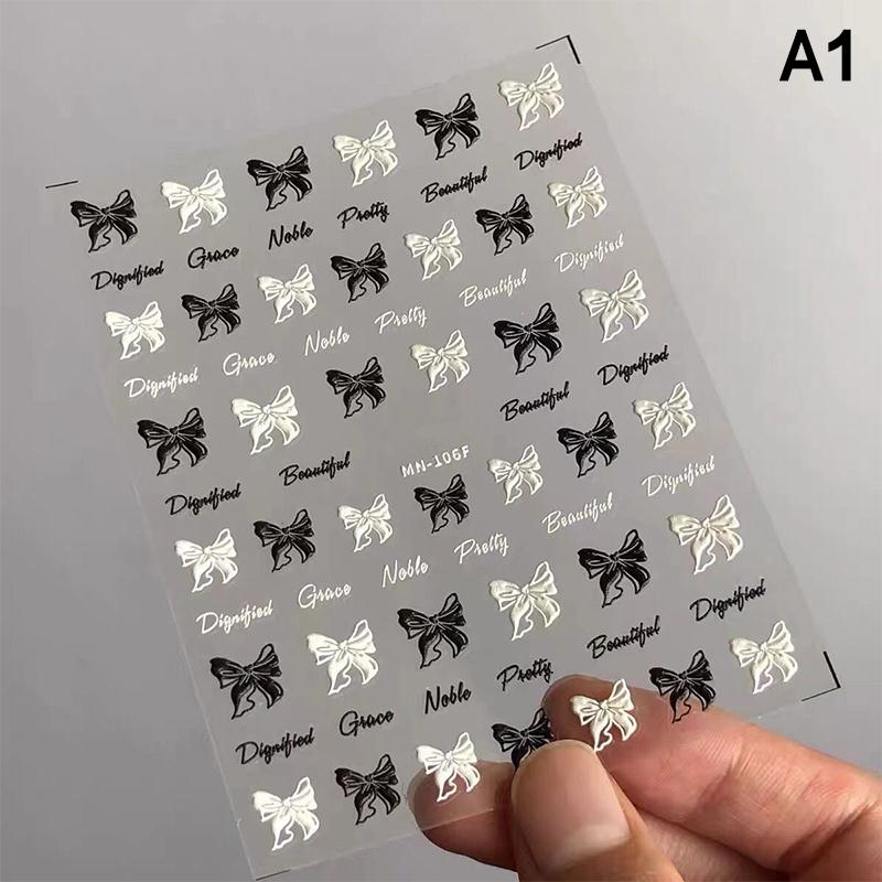 

1 лист кружевных бантов для дизайна ногтей 5D рельефные наклейки для ногтей сладкий бант самоклеящийся слайдер для украшения ногтей