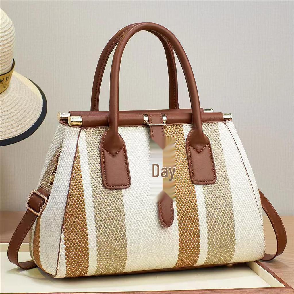 2024 Plaid Color-Block Women's Crossbody Handbag - Imitation Woven, Large Capacity, Fashion Forward