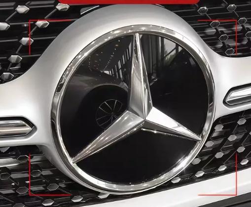 AJBR2 3d Chrome Black Star Logo Car Front Grille Emblem Mercedes Benz W205 W212 W207 A B C E SLK GLK CLA CLS Viano GL ML R Class