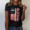 Women's Casual Independence Day Printed T-Shirt Round Neck Pullover Short Sleeve Top