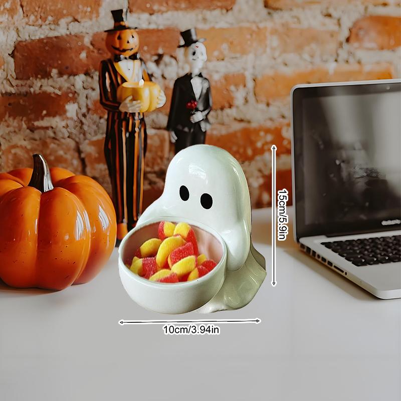 Cartoon Candlestick Cute Ceramic Ghost Candlestick Halloween Ghost Candle Holder Home Desktop Decorative Ornaments Handicraft