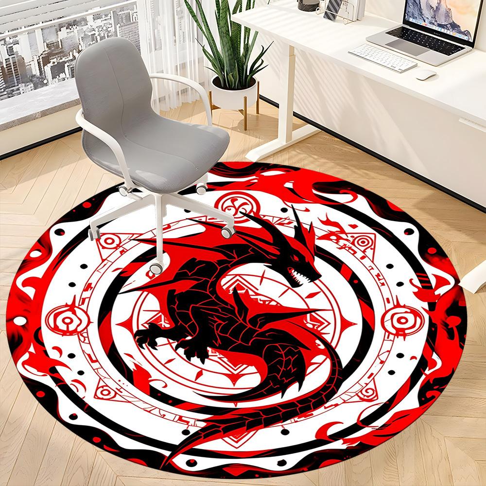 1pc Dragon Mandala Office Round Area Rug, Under Office Chairs Bedroom Living Room Home Decor, Room Deco, Available in Various Sizes