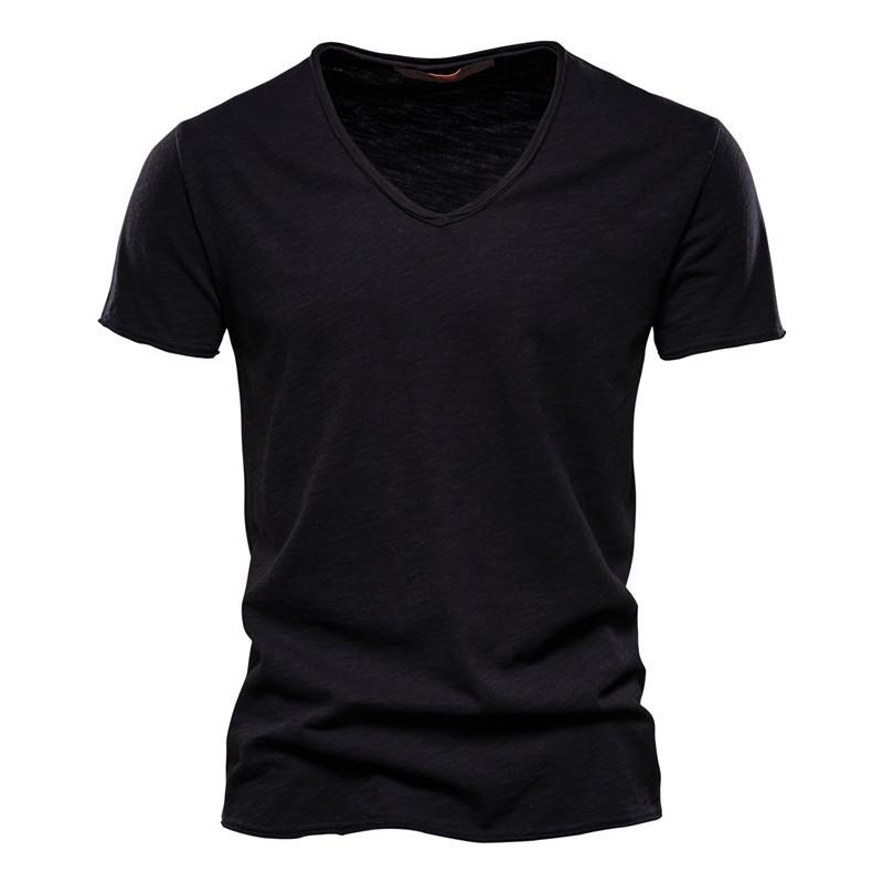 Sommer Herren Uni Bambus Baumwolle V-Ausschnitt T-Shirt - Heißverkaufender Europäischer & Amerikanischer Stil