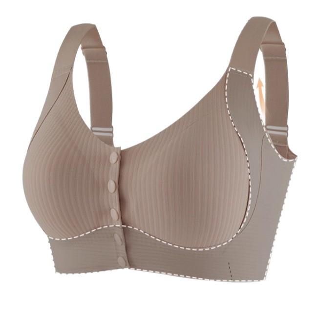 Traceless big breasts show small full cup underwear large size front buckle bra Traceless breathable no steel ring gathering anti-sagging