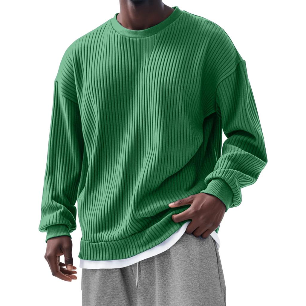 Men's Sweatshirt Long-Sleeved O-Neck Fake Two-Piece Casual Street Tops Loose Sports Pullover Hoodie