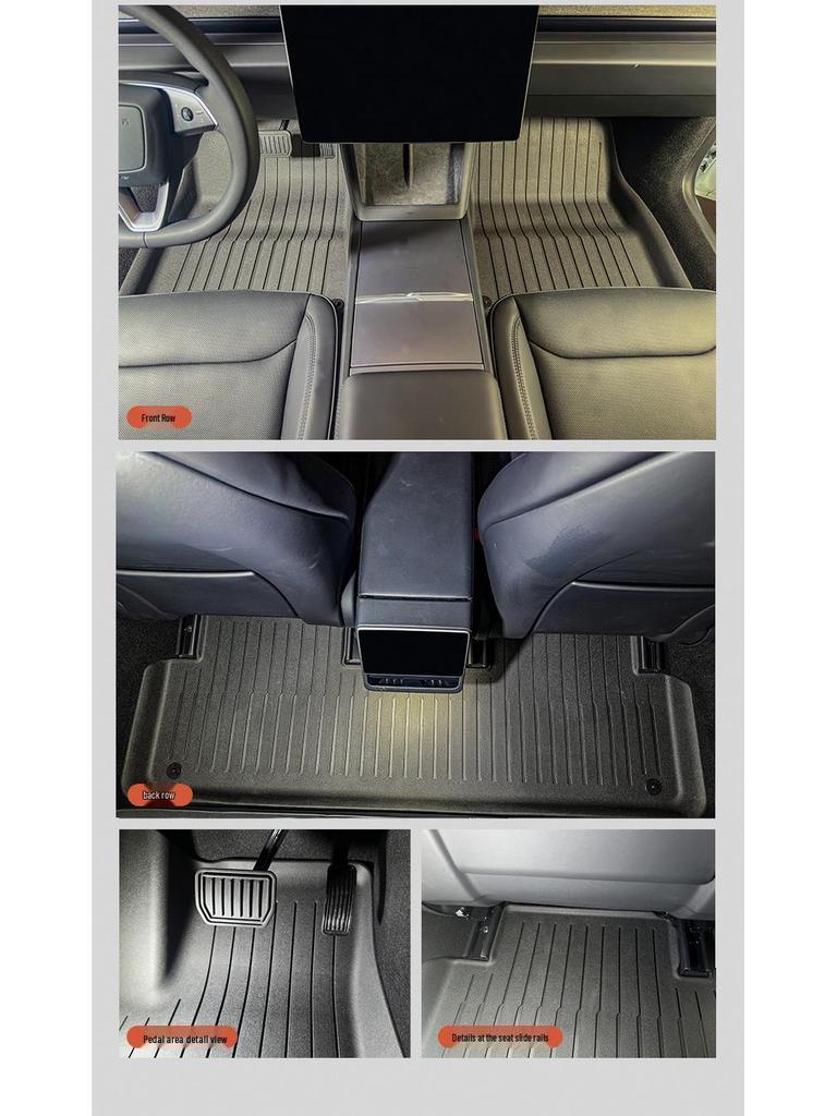 Tesla Model 3 Waterproof TPE Floor Mats, Double-Layer, Wear-Resistant with Lamb's Wool, Facelift Version.