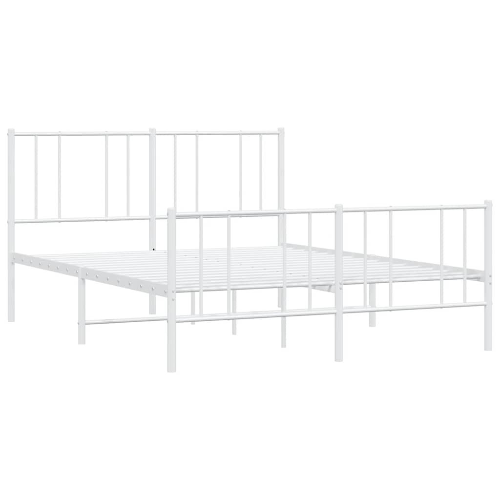 Vidaxl Metalowa Rama Łóżka Z Wezgłowiem I Zanóżkiem, Biała, 160X200 Cm