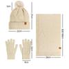 Tres tallas para mujer para elegir: Gorro de punto, Bufanda, Guantes, Otoño e Invierno para Mujer, Cálido para Exterior, Doble Capa, Gorro de punto