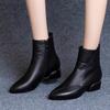 New Women'S Chunky Heel Ankle Boots - Pointed Toe Black Side Zip Low Heel Mom Shoes Autumn Winter Non-Slip Booties
