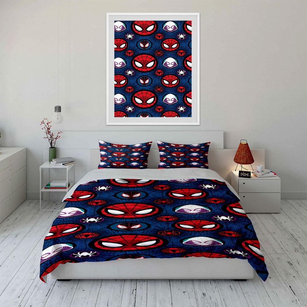 Spider-Man masks and webs. Bedding sets Duvet cover sets Duvet covers Pillowcases(1*Duvet Cover 2*Pillowcases without duvet insert)