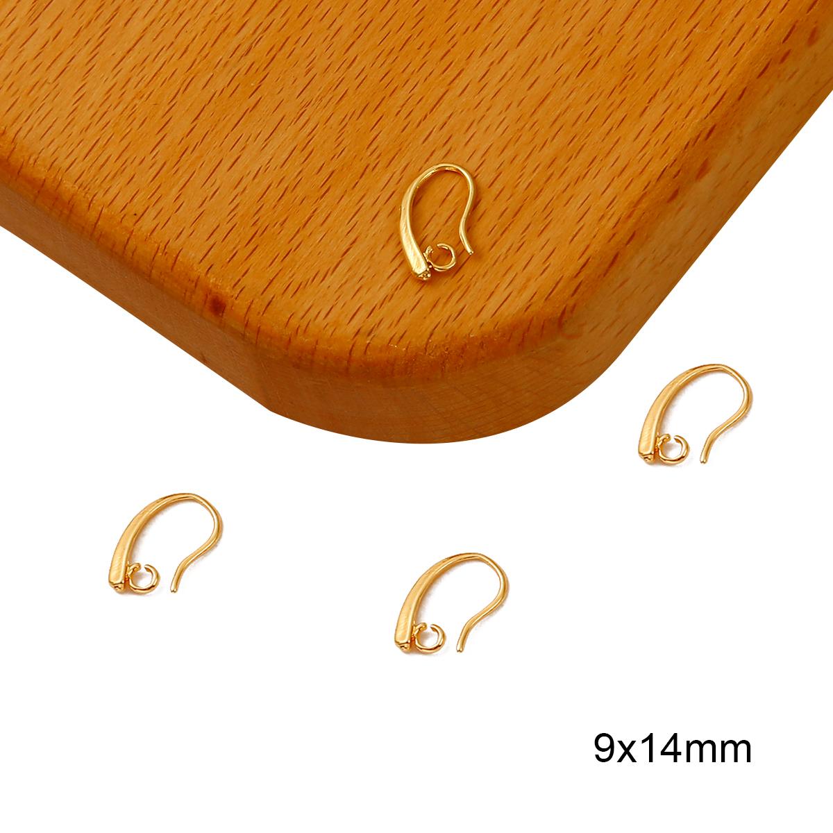 

Позолоченные медные французские серьги-крючки, застежки, провода для ушей, аксессуары для изготовления ювелирных изделий своими руками 9x14mm 10pcs