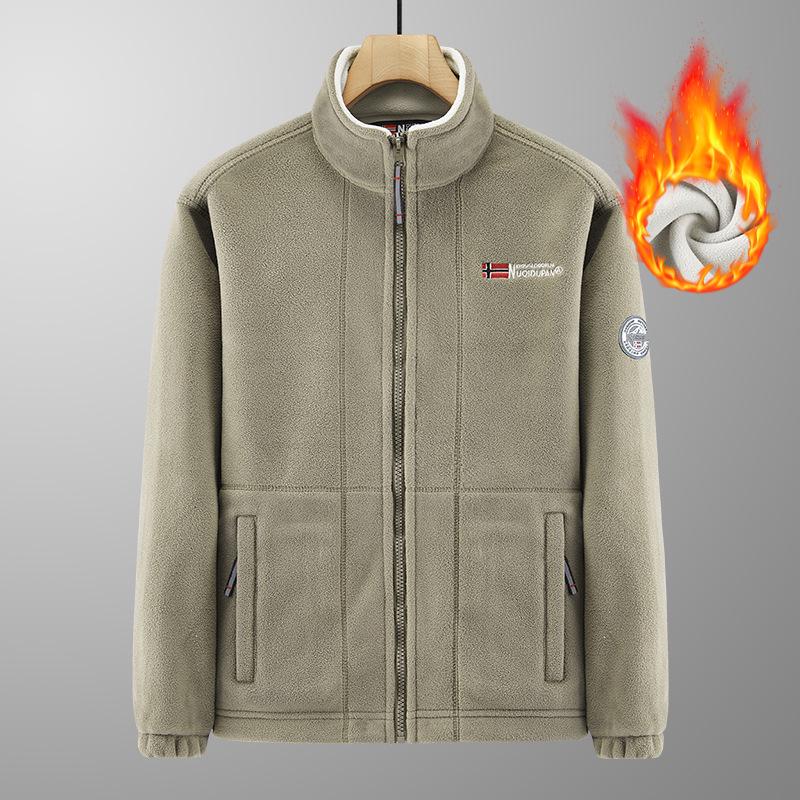 Unisex Polar Fleece Jacket: Stand Collar, Windproof, Warm, Loose Fit for Outdoor & Mountaineering