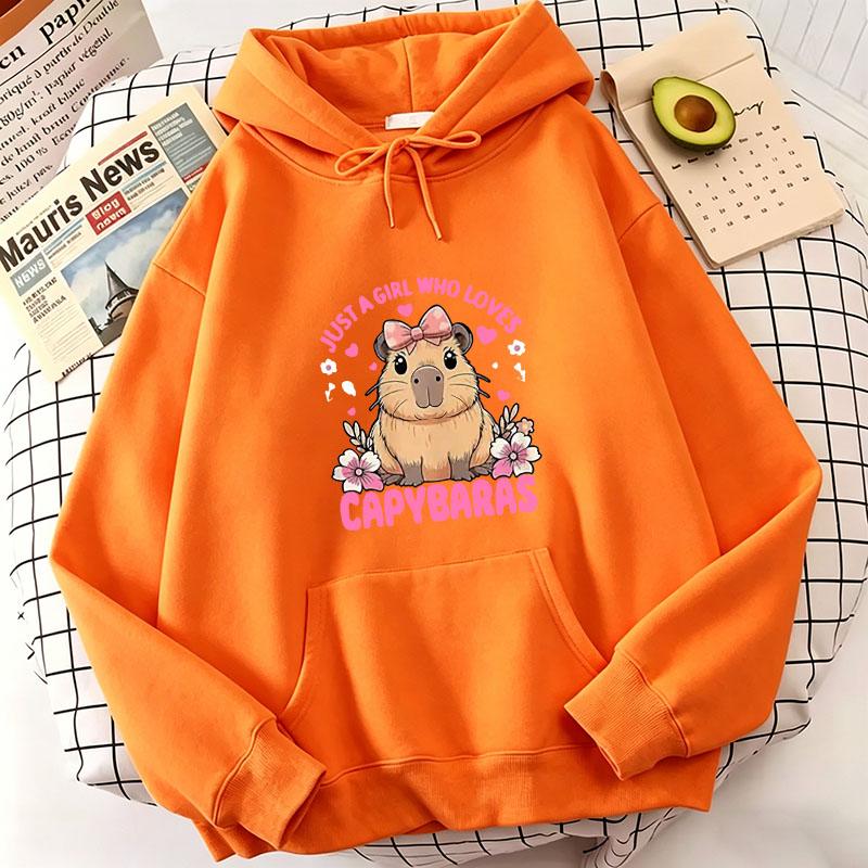 Funny Capybara Sweatshirt Cartoon Anime Hoodies Women Cute Anime Manga Hoody Long Sleeve Hoodies Female Sportwear Clothes Tops