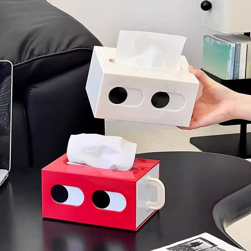 Expression Paper Towel Box Big Eyes Tissue Box Multifunctional Paper Storage Box Home Table Decoration Tissue Case Elegant