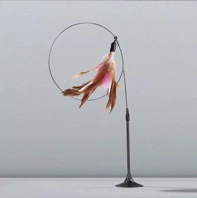 Automatic Cat Teaser: Suction Cup Feather Wand for Self-Play and Boredom Relief