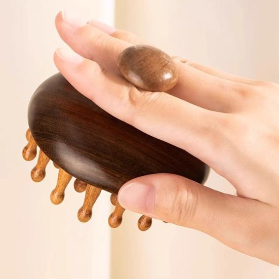 Wooden Scalp Massager Brush Portable Hair Growth Head Relaxation Massage Tool Men Women Wet Dry Hair Scalp Care Scrubber Gua Sha Brush