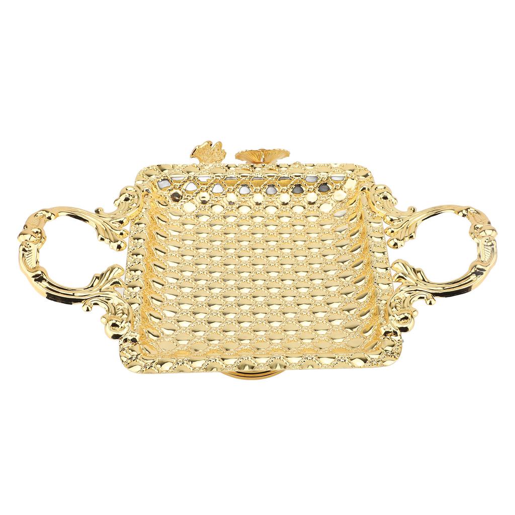 European Style Cake Stand with Base Elegant Alloy Cake Serving Tray for Dessert Fruits Display Home