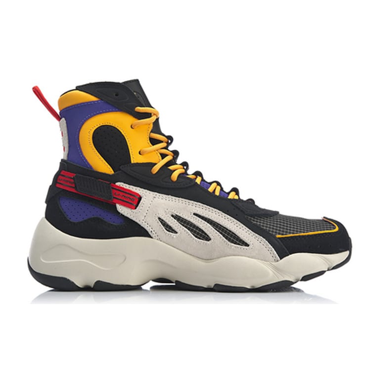 Li Ning Butterfly Comfortable Slip Resistant Lightweight Non slip Lightweight High top Chunky Sneakers Men's Black AGLN275-1