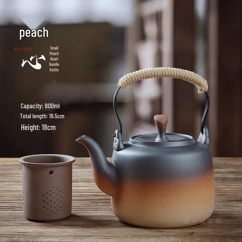 Clay Teapot with Lid and Handle for Electric or Charcoal Stove