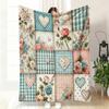 VIKAMA Patchwork Puppy Dog Flannel Throw Blanket Cute Dog Grid Collar Plaid Print Soft Warm Sofa Bedroom Home Decor