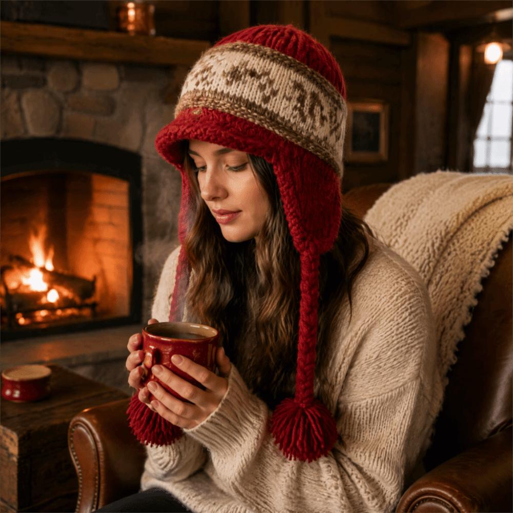 Korean Style Fair Isle Earflap Hat Woolen Ear Cap Cute Jacquard Knitted Hat Girls