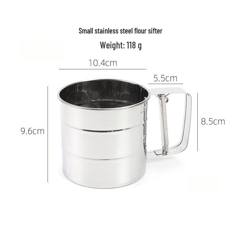 Stainless Steel Handheld Flour Sifter with Fine Mesh Screen