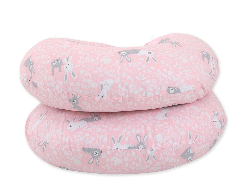 Pregnancy Pillow Type C Removable Cover Pillow for Pregnant Women, for Feeding - Pink Bunnies