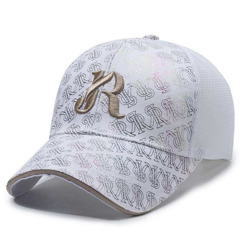 

Embroidered R Letter Baseball Hat Stylish Sun Protection Peaked Cap Fashion Gift White