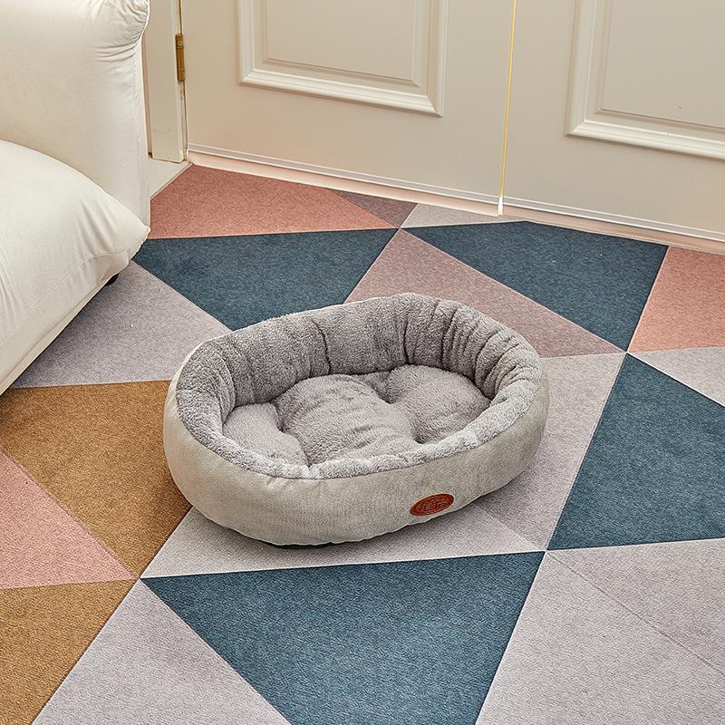 Four Seasons Round Dog Bed - Medium/Large, Scratch & Bite Resistant, Thick & Warm Cat Cushion