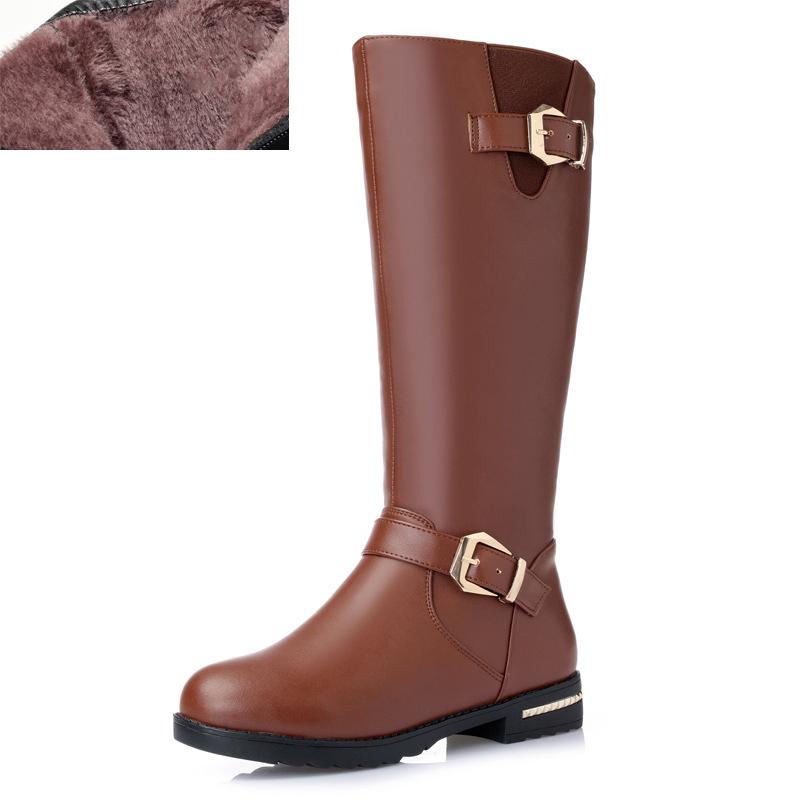 

Высокие сапоги женские из натуральной кожи, натуральной шерсти, теплые женские зимние сапоги, женские сапоги для езды на велосипеде большого размера 42