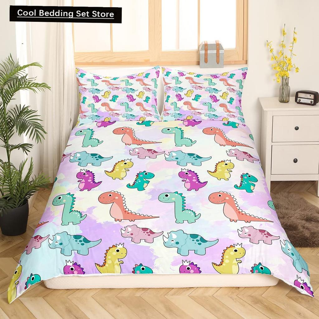 Cartoon Dinosaur King Queen Duvet Cover Jurassic World Animal Bedding Set Universe Galaxy Quilt Cover Polyester Comforter Cover
