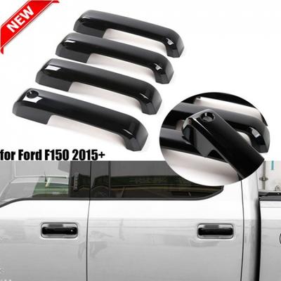 4Pcs Car Exterior Door Handle Cover Trim Decor for Ford F150 2015- Black