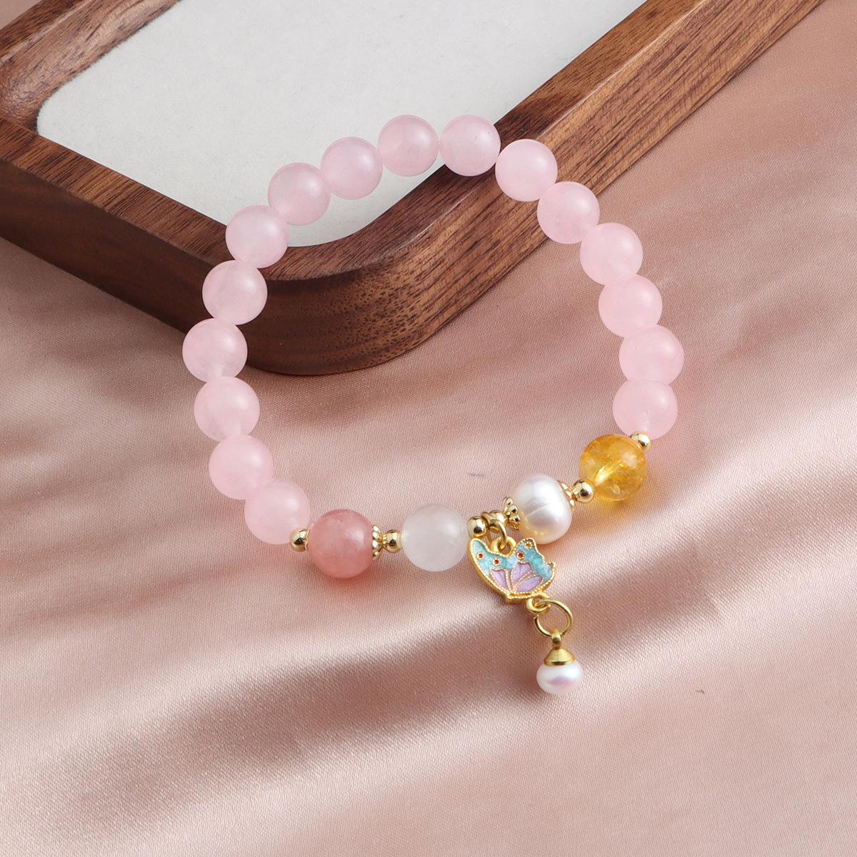 Браслет Солнечный камень Золотой Шелковый Порошок Нефрита Хрустальный Браслет Пчела Бабочка Хвост Рыбы Подвеска Универсальная Мода